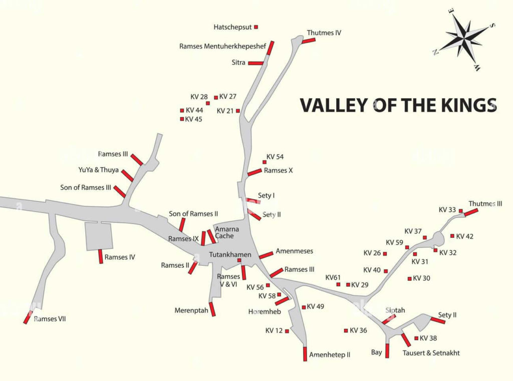 Mapa das tumbas do Vale dos Reis