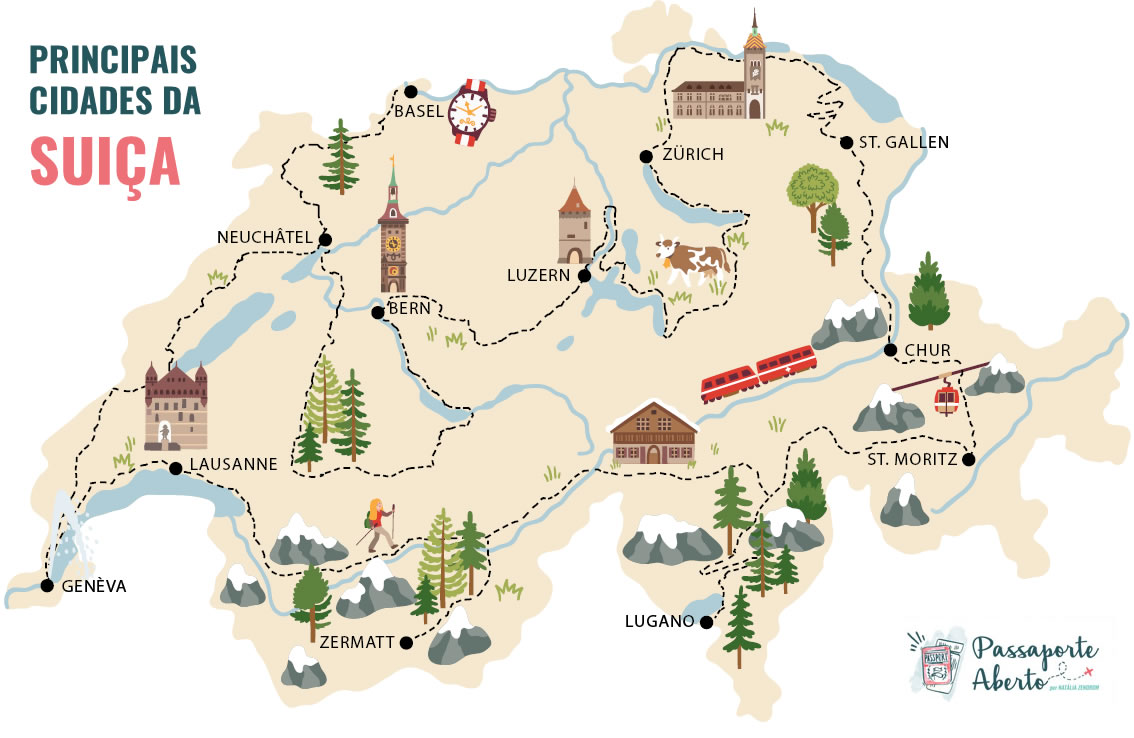 Mapa turístico da Suíça